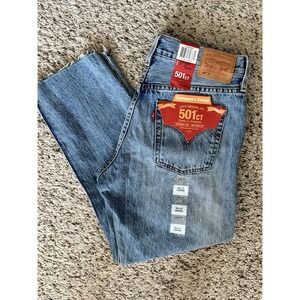 Levi's 501 CT Jeans Womens 28x32 Tapered Crop Button Fly Distressed Denim